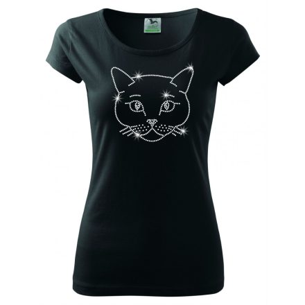 Cat T-shirt with rhinestone