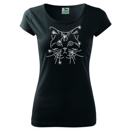 American Shorthair Cat T-shirt with rhinestone
