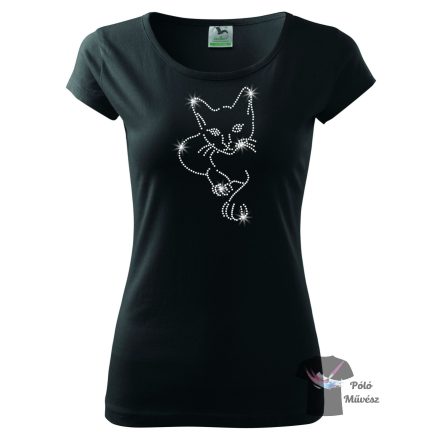 Cat rhinestoneT-shirt - Cat crystal shirt