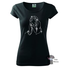 Basset Hound Rhinestone T-shirt - Basset Hound Crystal Shirt
