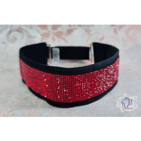   Red Luxury Martingale Dog Collar with rhinestones - Rhinestone Bling Dog Collar