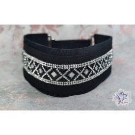   Black&White Luxury Martingale Dog Collar with rhinestones - Rhinestone Bling Dog Collar