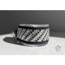   Black&White Luxury Martingale Dog Collar with rhinestones - Rhinestone Bling Dog Collar