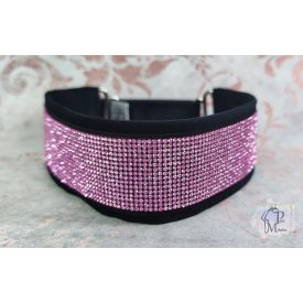   Pink Luxury Martingale Dog Collar with rhinestones - Rhinestone Bling Dog Collar