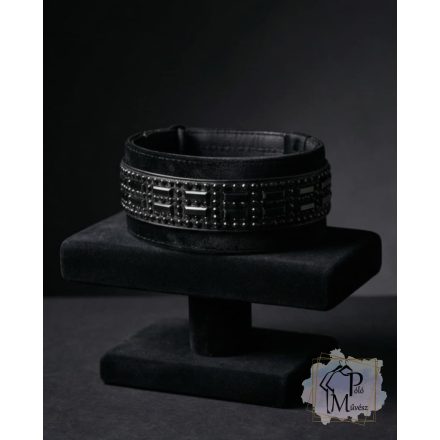 Black Pearl Luxury Martingale Dog Collar with rhinestones - Rhinestone Bling Dog Collar