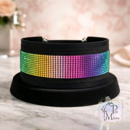 Rainbow Luxury Martingale Dog Collar with rhinestones - Rhinestone Bling Dog Collar