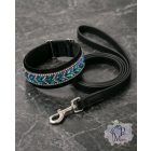 Blue Leaf Luxury Martingale Dog Collar with rhinestones - Rhinestone Bling Dog Collar