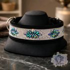 Blue Flower Luxury Martingale Dog Collar with rhinestones - Rhinestone Bling Dog Collar