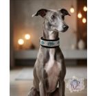 Blue Flower Luxury Martingale Dog Collar with rhinestones - Rhinestone Bling Dog Collar