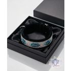 Blue Flower Luxury Martingale Dog Collar with rhinestones - Rhinestone Bling Dog Collar