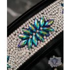 Blue Flower Luxury Martingale Dog Collar with rhinestones - Rhinestone Bling Dog Collar