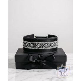   Black Matrix Luxury Martingale Dog Collar with rhinestones - Rhinestone Bling Dog Collar