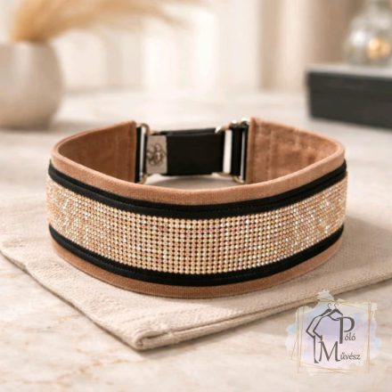 Camel Luxury Martingale Dog Collar with rhinestones - Rhinestone Bling Dog Collar