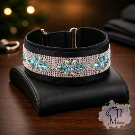   Ocean Flower Luxury Martingale Dog Collar with rhinestones - Rhinestone Bling Dog Collar
