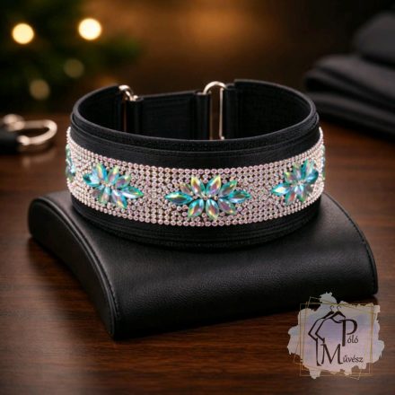Ocean Flower Luxury Martingale Dog Collar with rhinestones - Rhinestone Bling Dog Collar