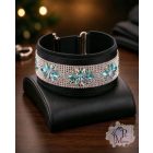 Ocean Flower Luxury Martingale Dog Collar with rhinestones - Rhinestone Bling Dog Collar