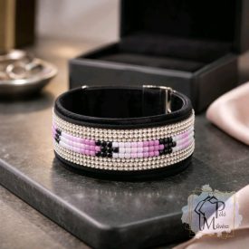   Pink Matrix Luxury Martingale Dog Collar with rhinestones - Rhinestone Bling Dog Collar 