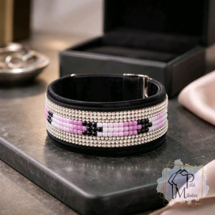 Pink Matrix Luxury Martingale Dog Collar with rhinestones - Rhinestone Bling Dog Collar 