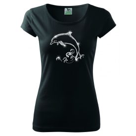 Dolphin T-shirt with rhinestone
