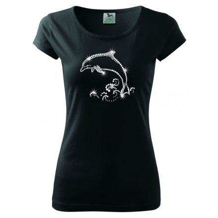 Dolphin T-shirt with rhinestone