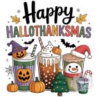 Happy Hallothanksmas Coffee Halloween T-shirt - Halloween Shirt