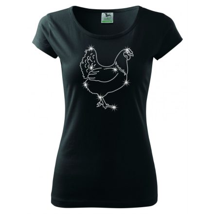 Chicken T-shirt with rhinestone