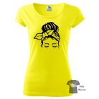 Woman in messy bun T-shirt