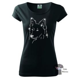   White Swiss Shepherd Rhinestone T-shirt - White Swiss Shepherd Crystal Shirt